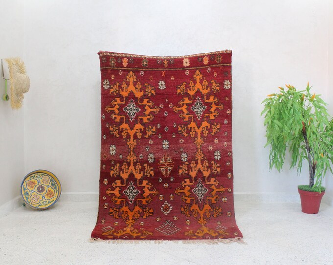 Vintage Beni Mguild rug, Authentic Moroccan Rug 3x6 ft