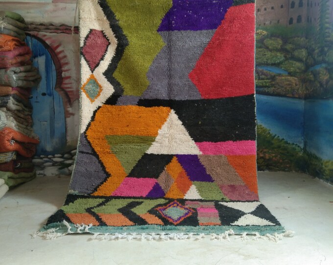 Custom Fabulous Boujad Rug, Authentic Moroccan Rug, Abstract Multicolored Carpet, Handmade Moroccan Rug, Bohemian rug