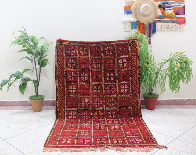 Moroccan rug, handmade Boujad rug, Minimalistic wool rug, Vintage rug, Berber area rug, tapis marocain, wool rug