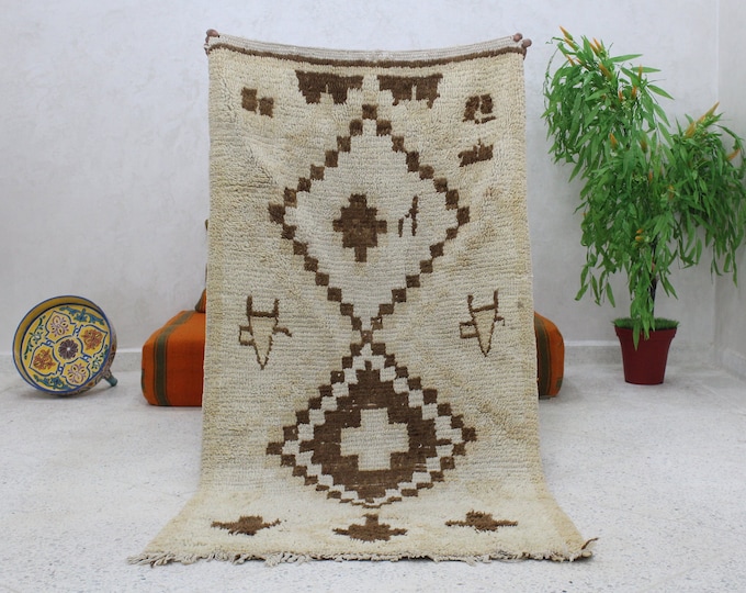 Authentic Moroccan Rug, Vintage Beni Ourain Rug, 5.6 Ft x 2.9 Ft, Vintage Moroccan Rug