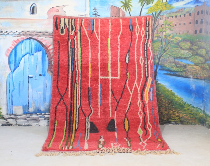 Colorful Moroccan Rug, Custom Fabulous Boujad Rug, Azilal rug, Abstract Multicolored Carpet, Handmade Moroccan Rug, Bohemian rug