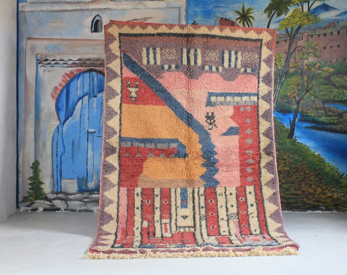 Custom Fabulous Azilal Rug, Authentic Moroccan Rug, Azilal rug, Abstract Multicolored Carpet, Handmade Moroccan Rug, Bohemian rug