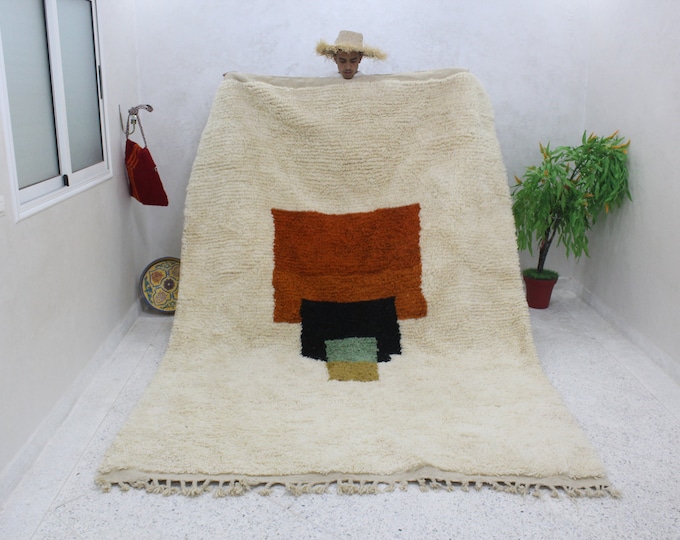 Handmade Authentic Moroccan Berber Wool Shag Custom Area Rug with Boujaad