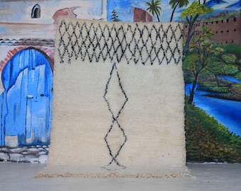 moroccan rug custom beni ouarain - authentic beni ourain rug, moroccan beni rug, natural wool area rug, handmade furniture