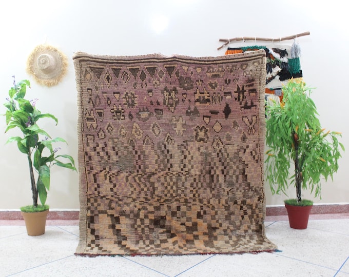 Moroccan purple rug - Hand knotted rug - Moroccan rug - Moroccan berber rug - Boujaad rug - Vintage rug - Living Room - 5.8X5.1ft