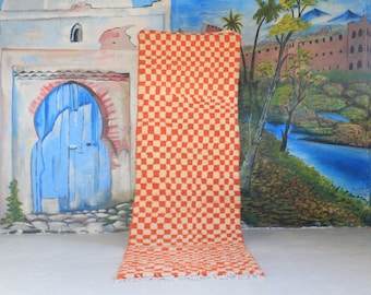 Custom Moroccan Runner, Azilal Runner Rug, Orange rug, Wool Rug, Berber Carpet, Bohemian Rug, Abstract Rug, Handwoven Rug, Handmade Rug