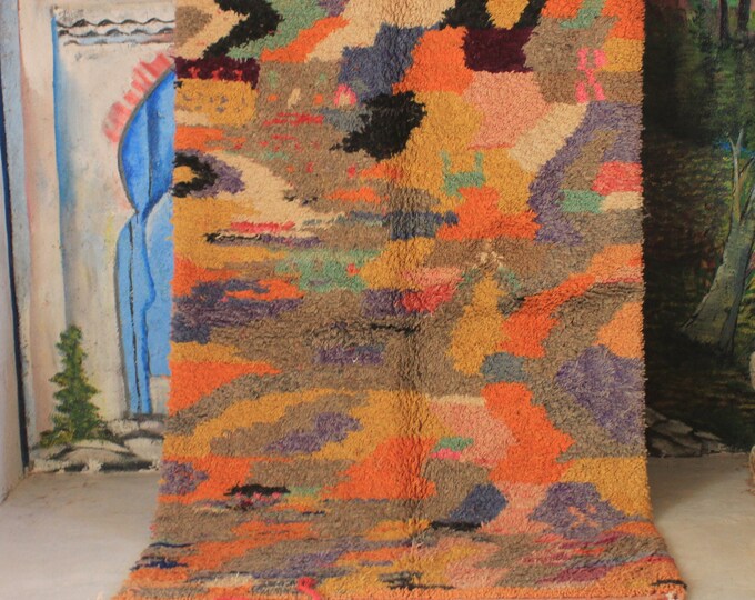 Custom Fabulous Boujad Rug, Authentic Moroccan Rug, Abstract Multicolored Carpet, Handmade Moroccan Rug, Bohemian rug