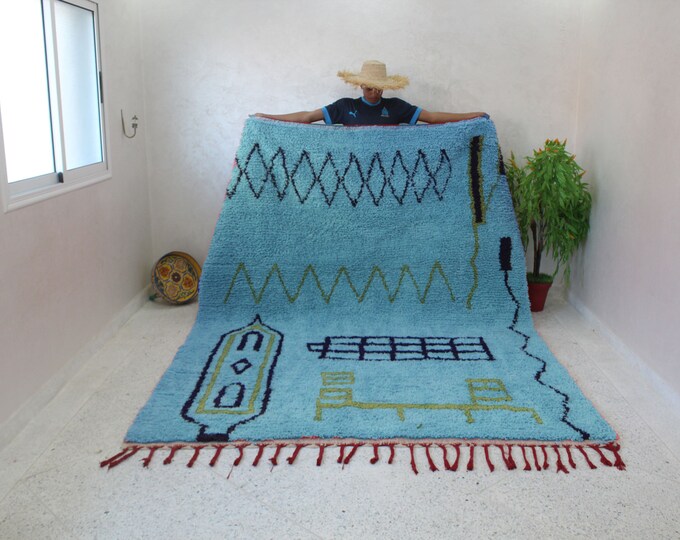 Authentic Moroccan Rug, Custom Fabulous Boujad Rug, Azilal rug, Abstract Multicolored Carpet, Handmade Moroccan Rug, Bohemian Rug