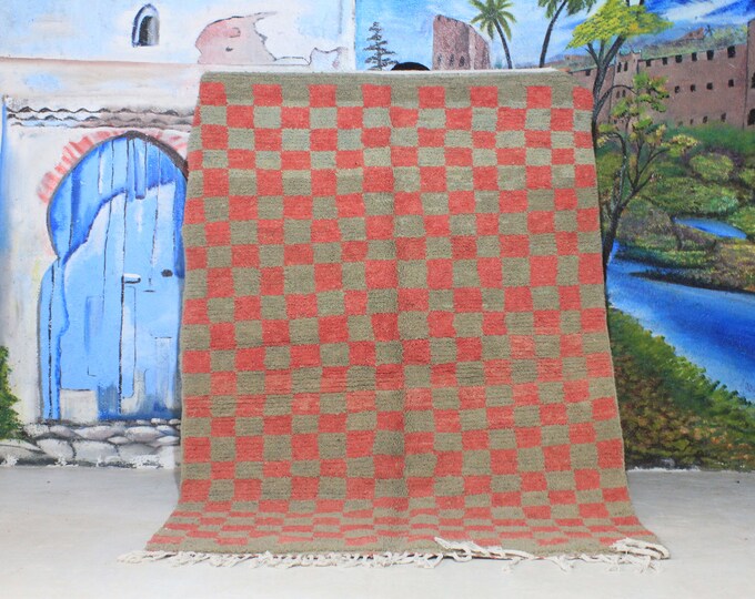Moroccan Berber Checkered rug, Morocco checker rug, large Morrocan checkerboard rug