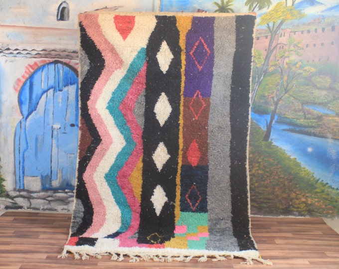 Colorful Moroccan Rug, Custom Fabulous Boujad Rug, Abstract Multicolored Carpet, Handmade Moroccan Rug, Bohemian rug