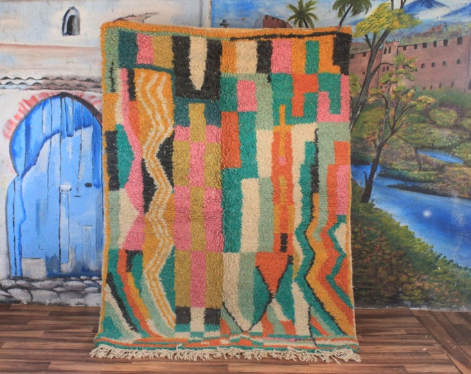Colorful Moroccan Rug, Custom Fabulous Boujad Rug, Abstract Multicolored Carpet, Handmade Moroccan Rug, Bohemian rug