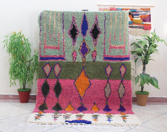 Moroccan Pink rug, Azilal rug, Handmade Moroccan rug, Custom rug, berber rug, Boujaad rug, Area rug, Morocco rug, Wool rug