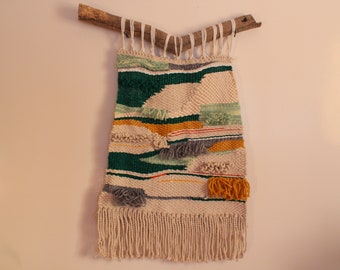 moroccan abstract textile wall art, boho home decor perfect for the bedroom, minimalistic yarn abstract tapestry, unique chunky artwork