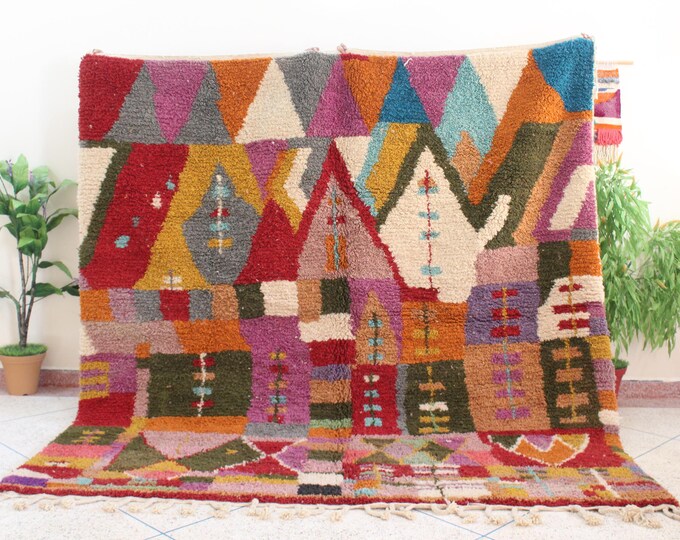 Custom Fabulous Boujad Rug, Authentic Moroccan Rug, Azilal rug, Abstract Multicolored Carpet, Handmade Moroccan Rug, Bohemian rug