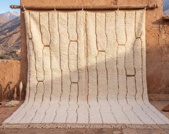 Handmade Wool Shag Carpet, Authentic Moroccan Berber Style Living Room Rug