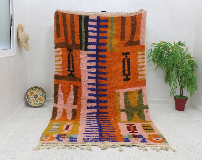 Authentic Moroccan Rug, Custom Fabulous Boujad Rug, Azilal rug, Abstract Multicolored Carpet, Handmade Moroccan Rug, Bohemian Rug