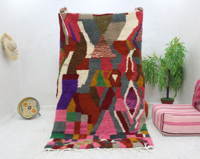 authentic moroccan rug 6x4 ft,  Boujaad Rug, Berber Wool Rug