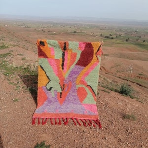 Colorful Moroccan Rug, Custom Fabulous Boujad Rug, Azilal rug, Abstract Multicolored Carpet, Handmade Moroccan Rug, Bohemian rug