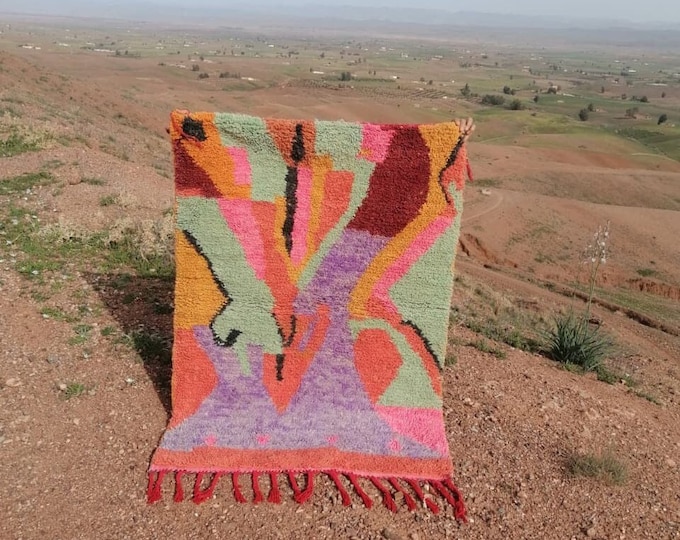 Colorful Moroccan Rug, Custom Fabulous Boujad Rug, Azilal rug, Abstract Multicolored Carpet, Handmade Moroccan Rug, Bohemian rug