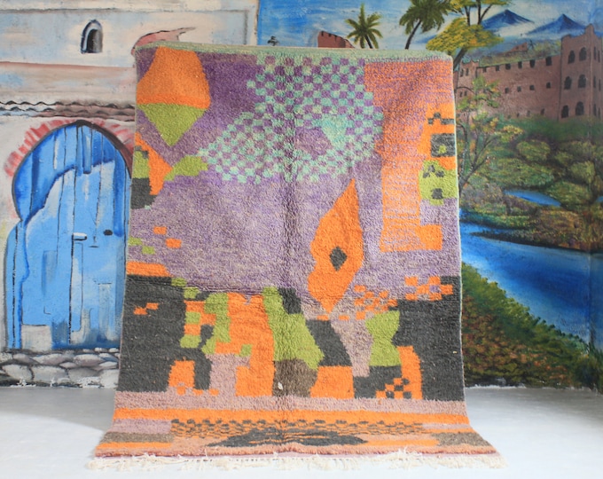 Custom Fabulous Boujad Rug, Authentic Moroccan Rug, Abstract Multicolored Carpet, Handmade Moroccan Rug, Bohemian rug