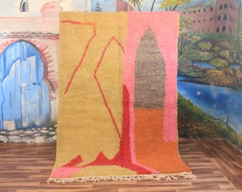 Custom Fabulous Boujad Rug, Authentic Moroccan Rug, Abstract Multicolored Carpet, Handmade Moroccan Rug, Bohemian rug