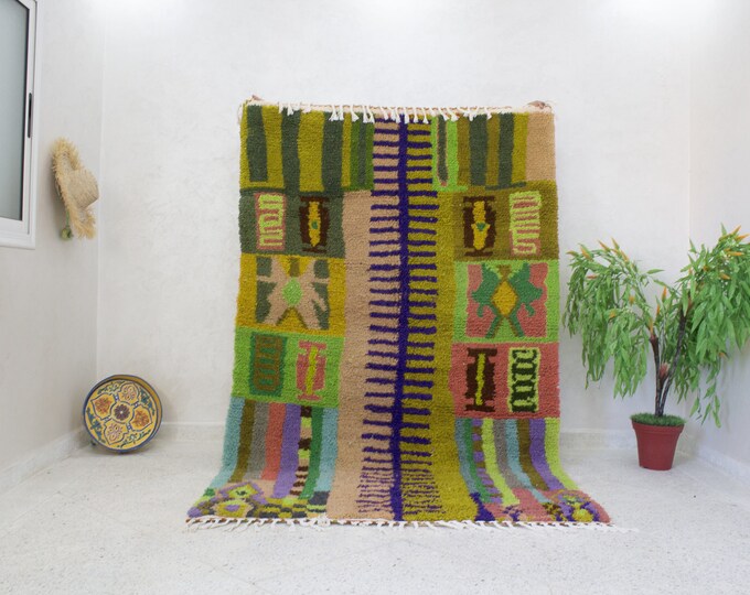 Amazing Multicolored Rug - Custom Fabulous Boujaad Rug  -Handmade Rug - Moroccan Berber Rug - Traditional Moroccan Carpet