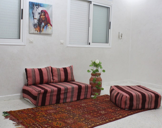 Moroccan Floor Couch Unstuffed Complete Set Long Floor Cushion.