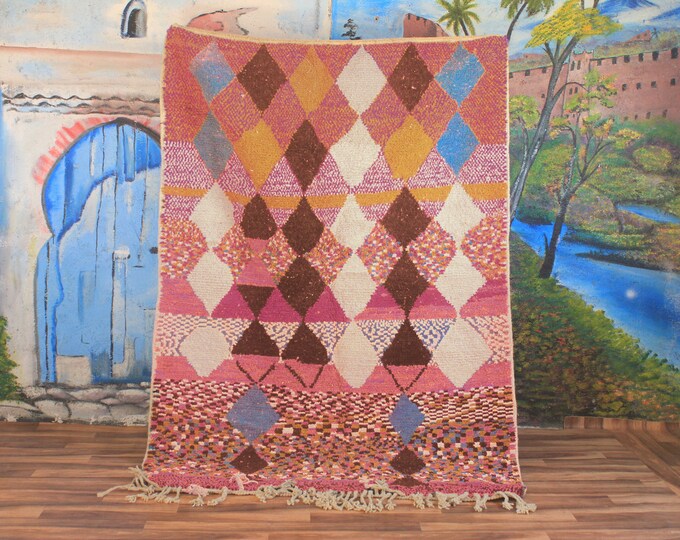 Colorful Moroccan Rug, Custom Fabulous Boujad Rug, Abstract Multicolored Carpet, Handmade Moroccan Rug, Bohemian rug