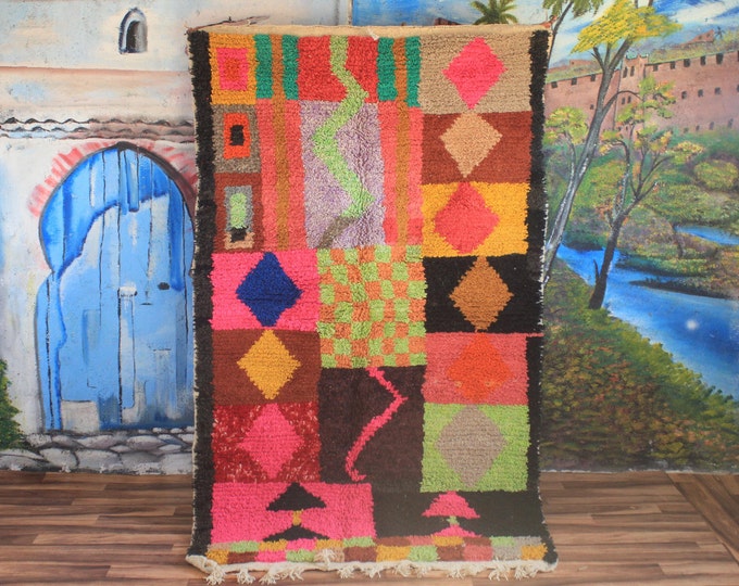Colorful Moroccan Rug, Custom Fabulous Boujad Rug, Abstract Multicolored Carpet, Handmade Moroccan Rug, Bohemian rug