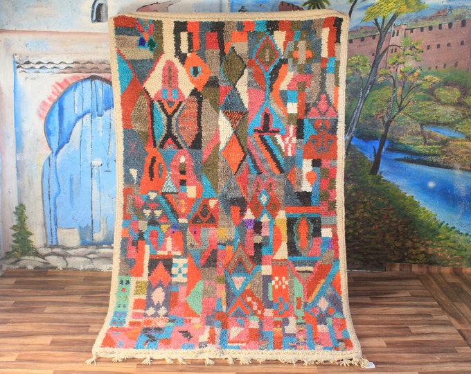 Colorful Moroccan Rug, Custom Fabulous Boujad Rug, Abstract Multicolored Carpet, Handmade Moroccan Rug, Bohemian rug