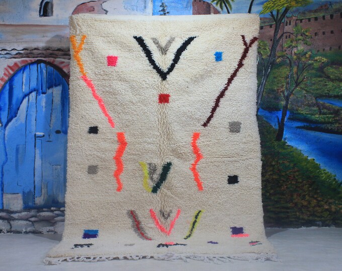 custom fabulous boujad rug, authentic moroccan rug, azilal rug, abstract multicolored carpet, handmade furniture, bohemian rug
