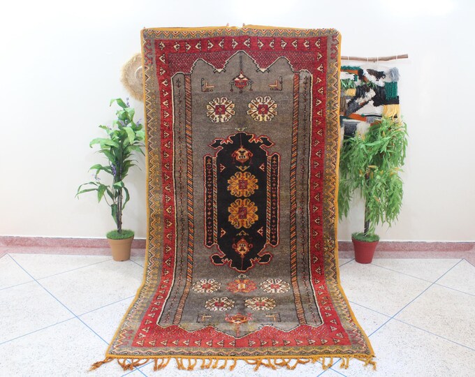 Authentic vintage moroccan rug - Boujaad - Vintage Moroccan Rug, Red Boujaad Rug 5x10 ft