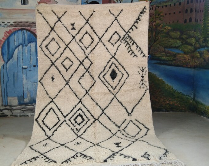 moroccan rug custom beni ouarain - authentic beni ourain rug, moroccan beni rug, natural wool area rug, handmade furniture