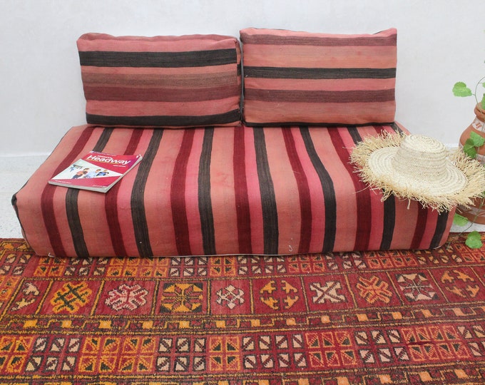 Moroccan Floor Couch Unstuffed Complete Set Long Floor Cushion.