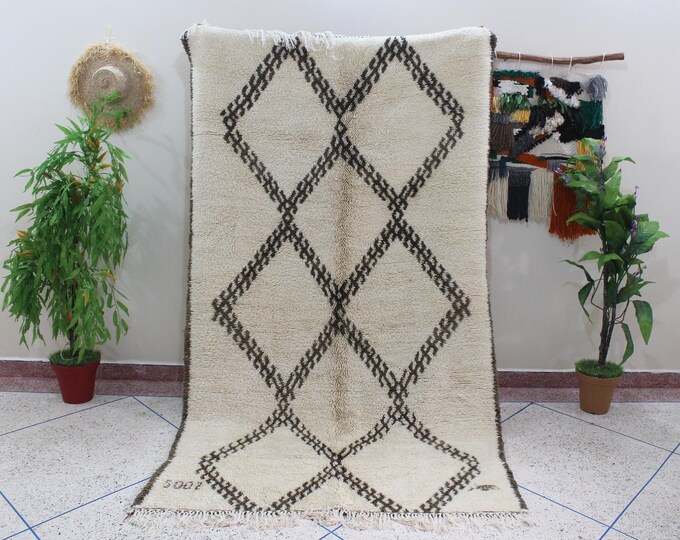 Beni ourain rug, Authentic Moroccan rug, Berber carpet, Genuine Wool rug, Handmade rug, Vintage rug, Area rug, Tapis berbere, Teppich
