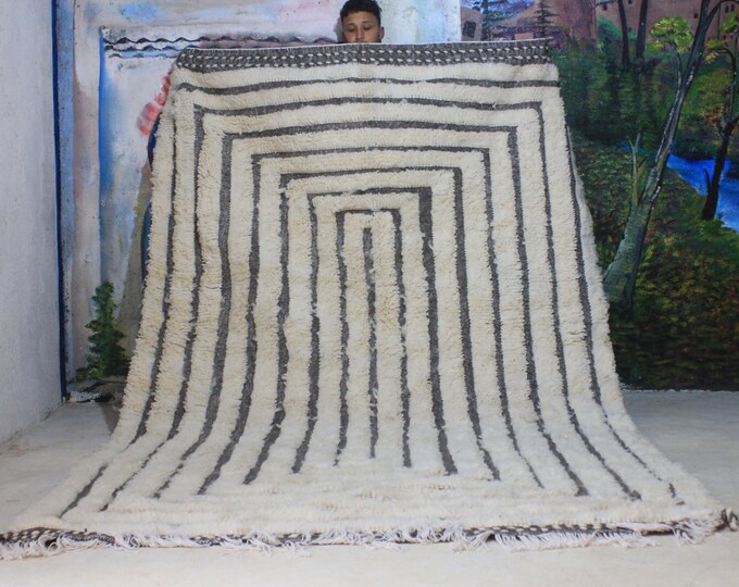 moroccan rug custom beni ouarain - authentic beni ourain rug, moroccan beni rug, natural wool area rug, handmade furniture