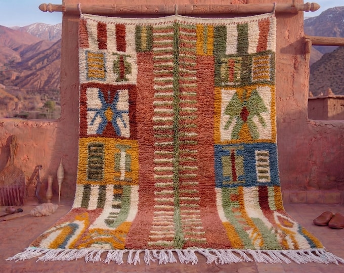 Authentic Moroccan Rug, Custom Fabulous Boujad Rug, Azilal rug, Abstract Multicolored Carpet, Handmade Moroccan Rug, Bohemian Rug