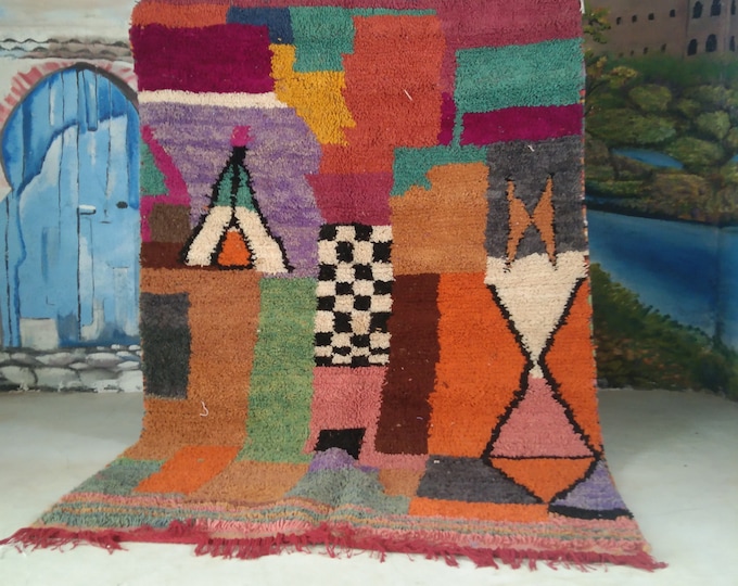 Custom Fabulous Boujad Rug, Authentic Moroccan Rug, Abstract Multicolored Carpet, Handmade Moroccan Rug, Bohemian rug