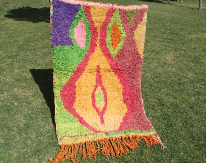 Handmade Moroccan Rug - Full Wool Rug - Custom Rug - Handmade Rug - Genuine Sheep Wool. size: 150X105cm