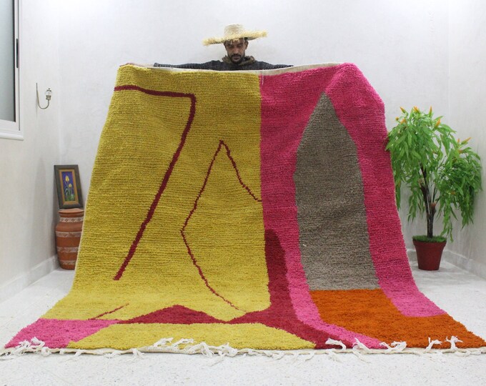 colorful moroccan rug, custom fabulous boujad rug, azilal rug, abstract multicolored carpet, handmade moroccan rug, bohemian rug
