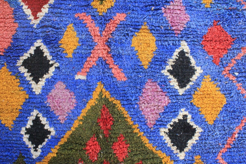 colorful moroccan rug, custom fabulous boujad rug, azilal rug, abstract multicolored carpet, handmade moroccan rug, bohemian rug image 3