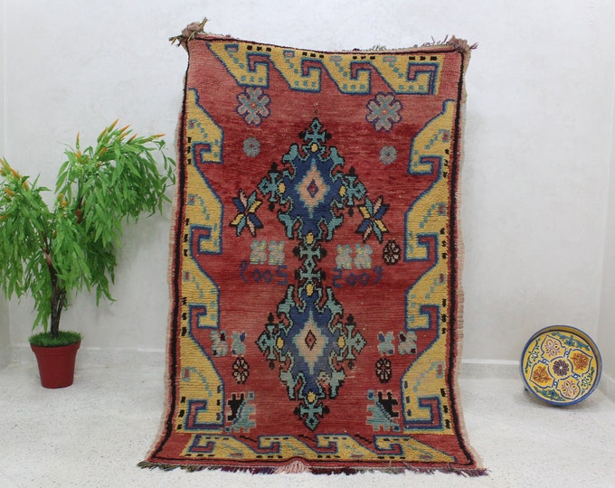 moroccan rug boujaad vintage, moroccan berber rug, moroccan style rug, antique moroccan rug, moroccan area rug decor, 6.5 x 4.1 ft