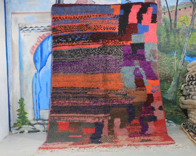 Authentic Moroccan Rug, Custom Moroccan, Wool Rug, Berber Carpet, Abstract Multicolored Carpet, Handmade Moroccan Rug, Bohemian Rug