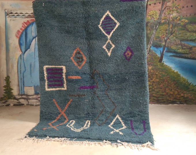 custom fabulous boujad rug, authentic moroccan rug, azilal rug, abstract multicolored carpet, handmade furniture, bohemian rug