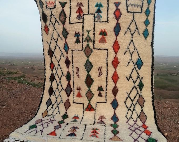 Moroccan Handmade Rug Carpet Abstract Rug Handmade Wool Rug Berber Azilal Rug Handwoven Wool Rug