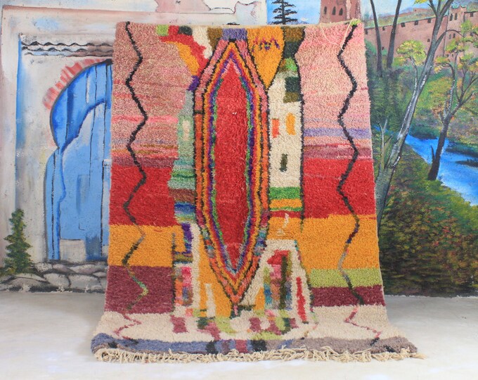 Moroccan rug , boujaad rug, Premium quality Moroccan rug, Modern artwork, Handwoven large Shaggy rug