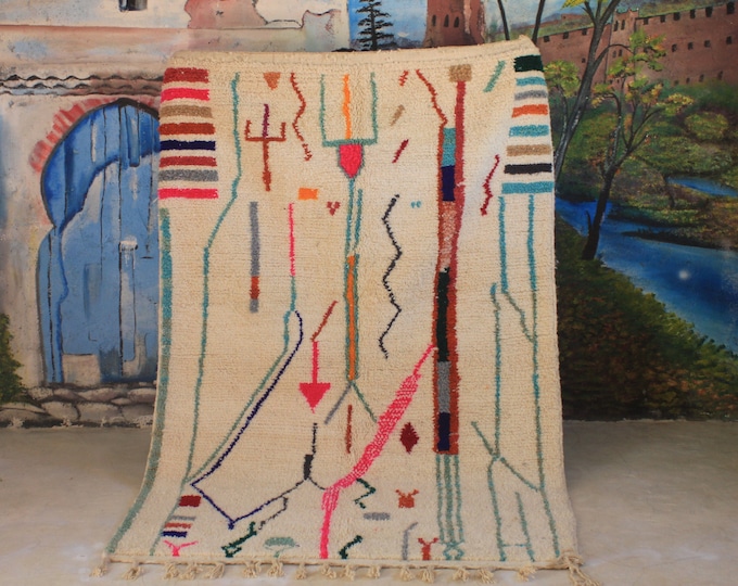 colorful moroccan rug, custom fabulous boujad rug, azilal rug, abstract multicolored carpet, handmade moroccan rug, bohemian rug