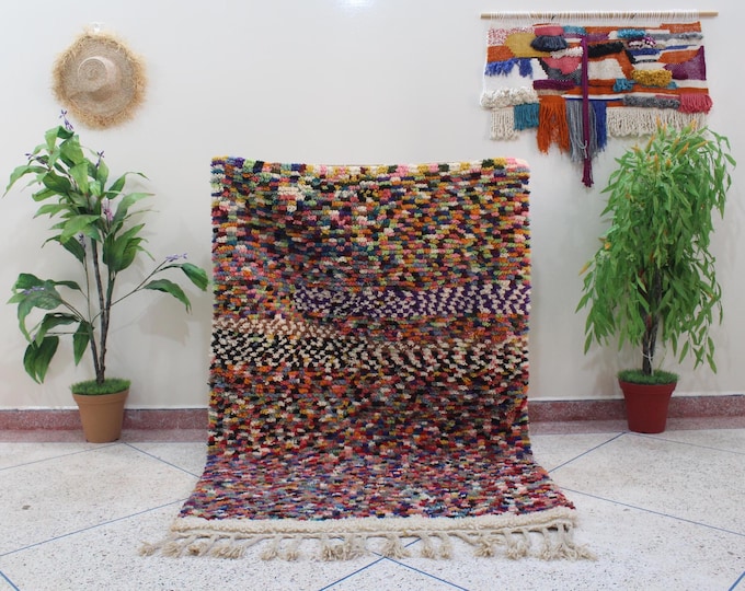 colorful moroccan rug, custom fabulous boujad rug, azilal rug, abstract multicolored carpet, handmade moroccan rug, bohemian rug