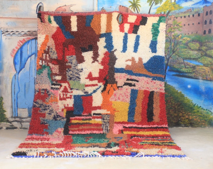 Colorful Moroccan Rug, Custom Fabulous Boujad Rug, Abstract Multicolored Carpet, Handmade Moroccan Rug, Bohemian rug