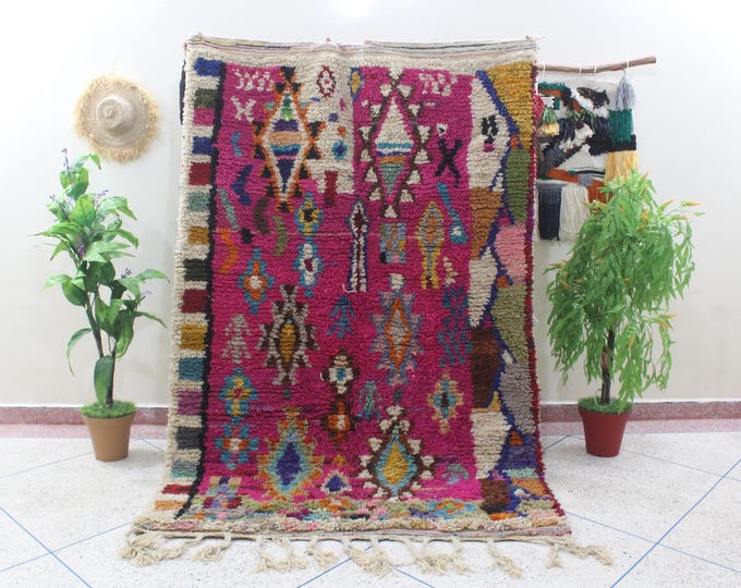 colorful Moroccan rug, fabulous boujad rug, azilal rug, abstract multicolored carpet, handmade Moroccan rug, bohemian rug